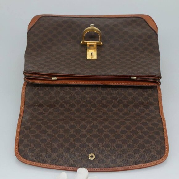 CELINE Macadam Canvas Hand Bag PVC Leather Brown - Picture 13 of 16